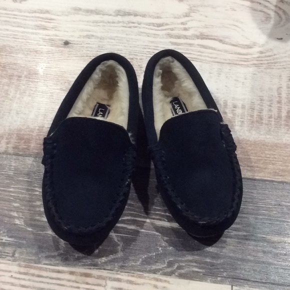 Suede/Sherpa Navy Blue Lands’end Sz 9 Infant Shoe - Picture 1 of 4